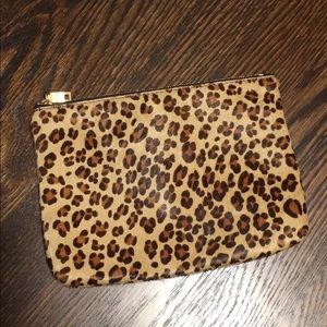 J Crew calf hair leopard print clutch